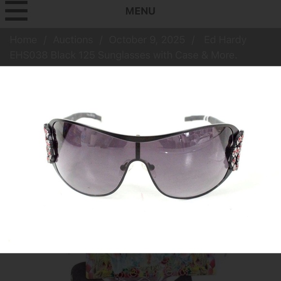 Ed Hardy EHS038 Black 125 Sunglasses with Case & More. main image 4
